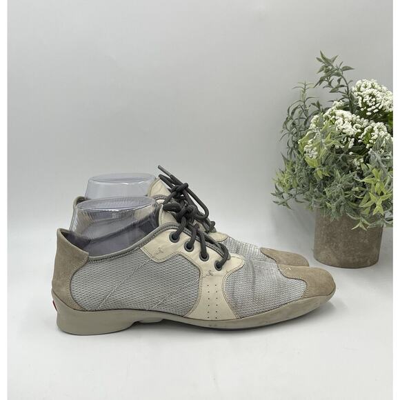 Prada Vintage Sneakers Trainers‎ Low Cut Sports Gray Beige Suede US Sz 8/38.5 - Picture 3 of 11